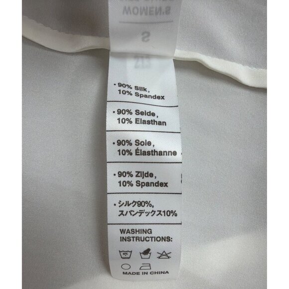 Lilysilk Womens White Long-Sleeve Button-Up Blouse Black Bow Detail Sz S - Picture 10 of 11